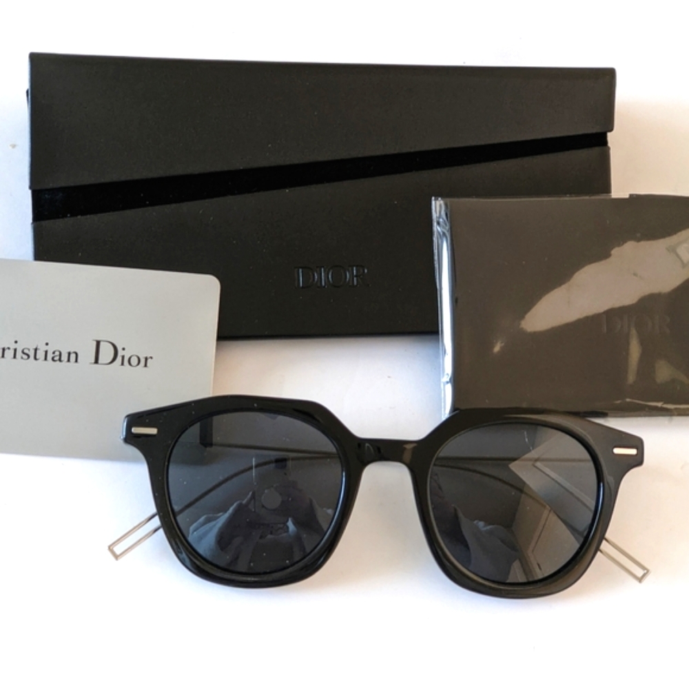 CHRISTIAN DIOR Sunglasses Homme Master Round Black Acetate Wire Frame